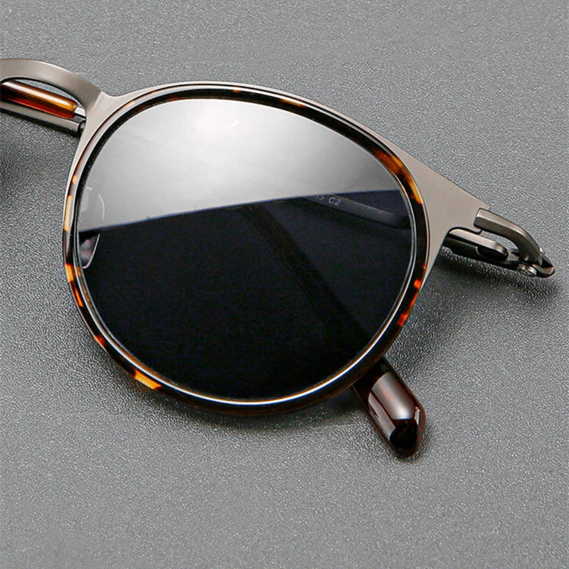 Blackmask Unisex Full Rim Round Titanium Polarized Sunglasses BM-0056S