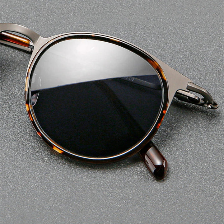 Blackmask Unisex Full Rim Round Titanium Polarized Sunglasses BM-0056S
