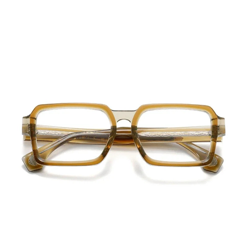 Aror Men's Full Rim Polygon Square Acetate Eyeglasses 19578
