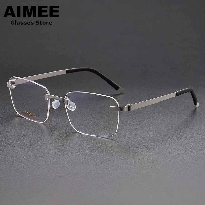 Aimee Women's Rimless Square Screwless Titanium Eyeglasses 24341