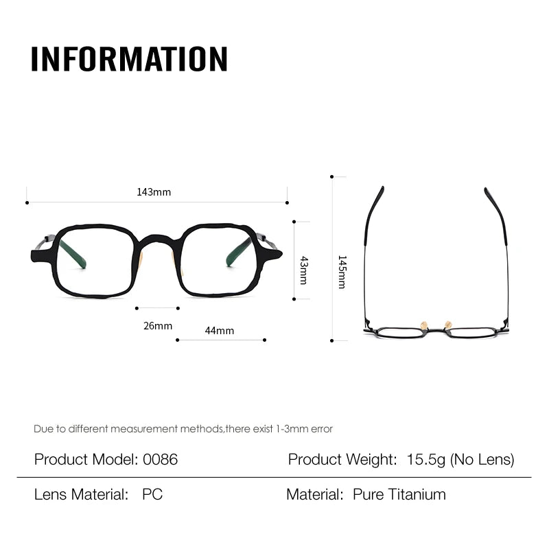 Muzz 0086 men's square IP titanium prescription eyeglasses — view 2