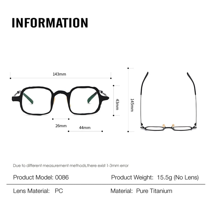 Muzz 0086 men's square IP titanium prescription eyeglasses — view 2