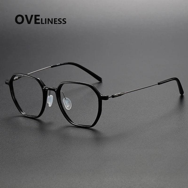 Oveliness Women's Full Rim Polygon Acetate Titanium Eyeglasses 88656