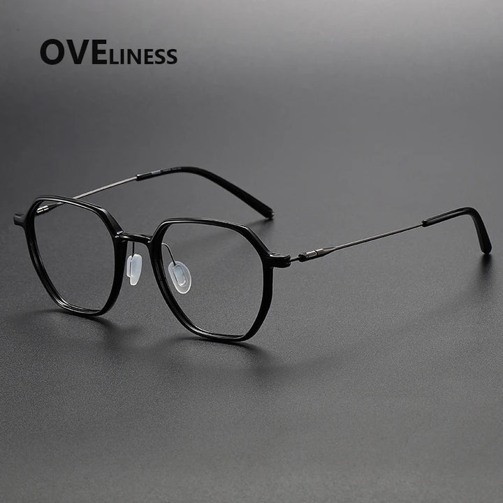 Oveliness Women's Full Rim Polygon Acetate Titanium Eyeglasses 88656