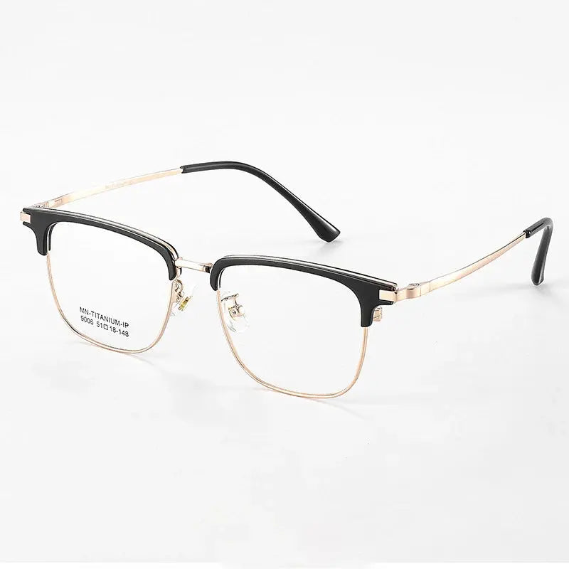 Gatenac Unisex Full Rim Polygon Square Acetate Alloy Eyeglasses 679007 FuzWeb