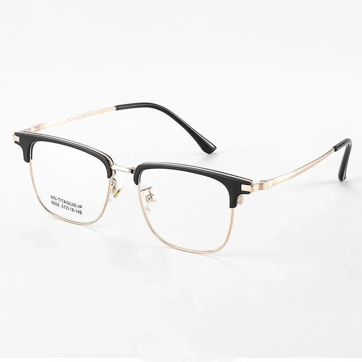 Gatenac Unisex Full Rim Polygon Square Acetate Alloy Eyeglasses 679007 FuzWeb