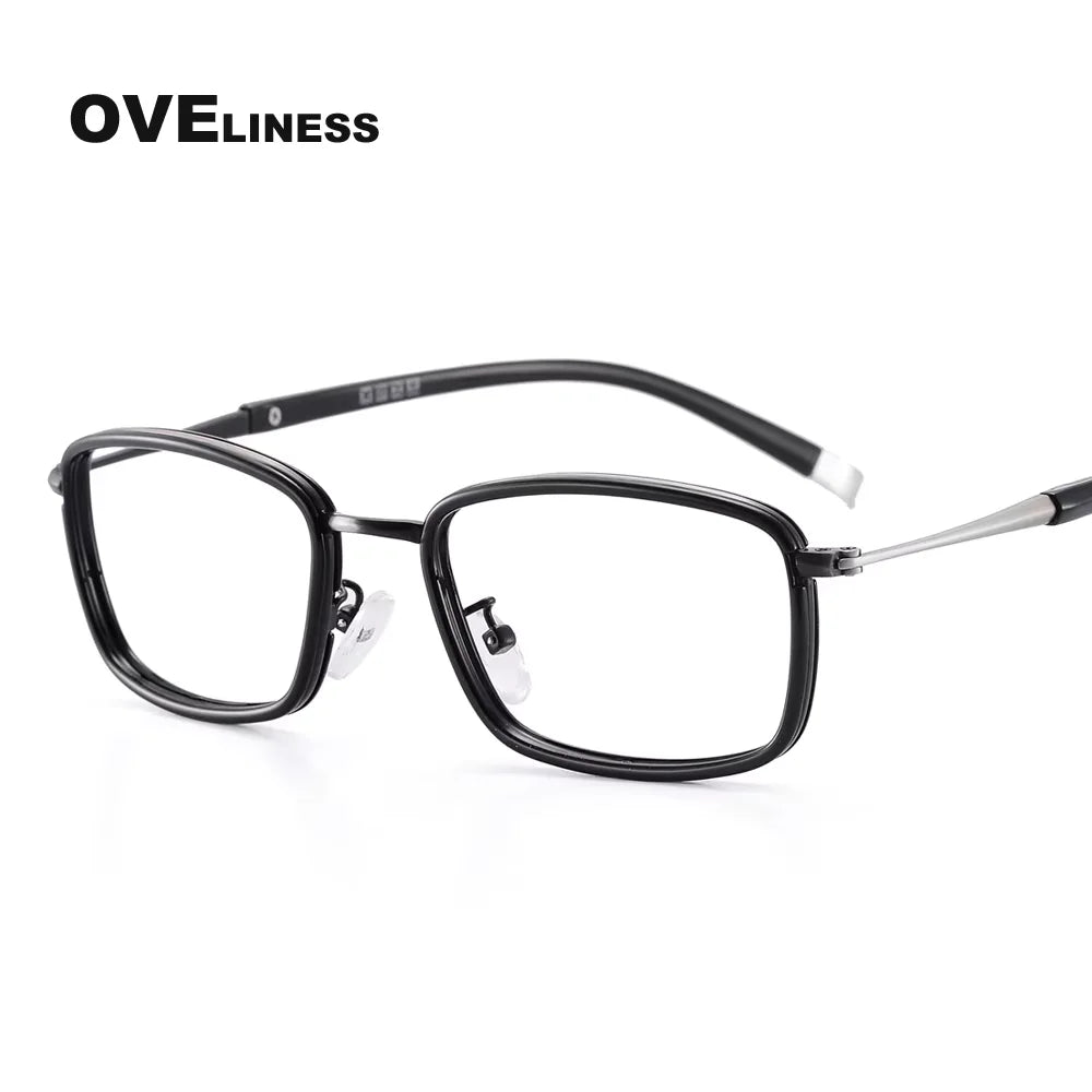 Oveliness Women's Full Rim Square Acetate Titanium Eyeglasses 440037 Full Rim Oveliness matt gun