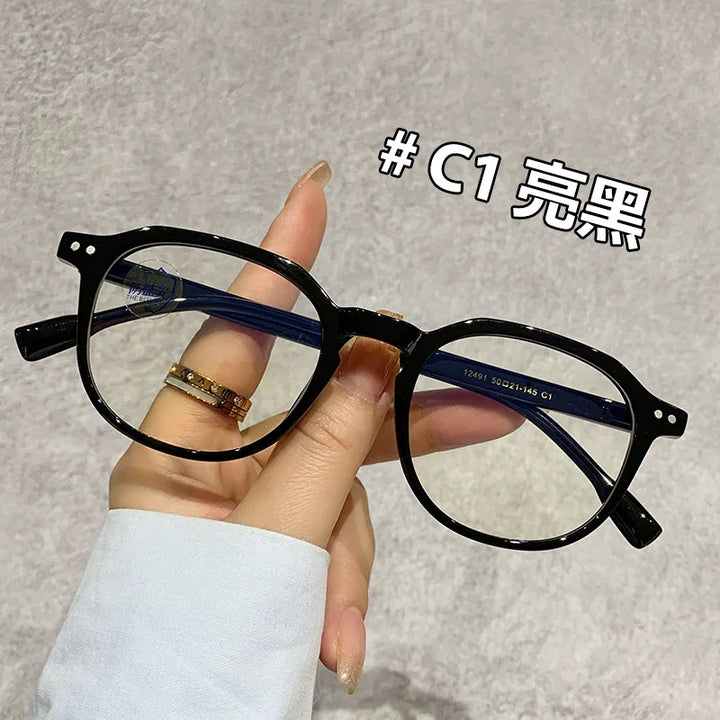 Zirosat Unisex Full Rim Oval Square Tr 90 Alloy Eyeglasses 12491