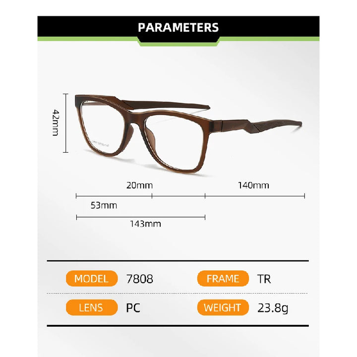 Muzz 78080 unisex square TR90 sports prescription eyeglasses — view 2