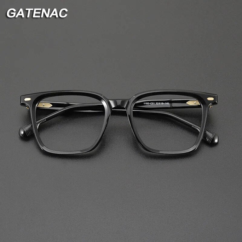Gatenac Unisex Full Rim Square Acetate Eyeglasses Gxyj1131 Full Rim Gatenac   