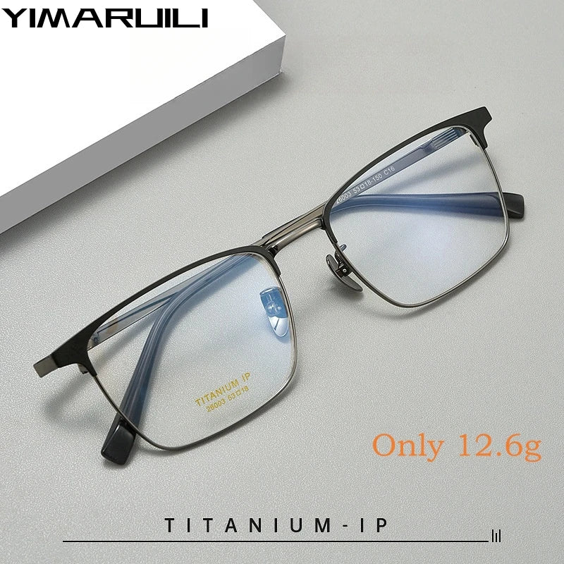 Yimaruili Men's Full Rim Square Titanium Eyeglasses Y26003 Full Rim Yimaruili Eyeglasses   