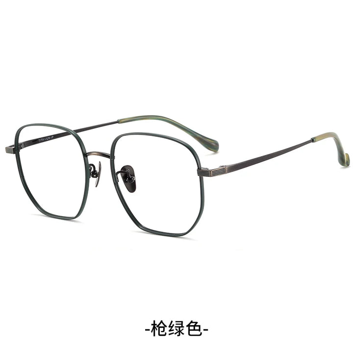 Reven Jate Unisex Full Rim Polygon Oval Titanium Eyeglasses 86683