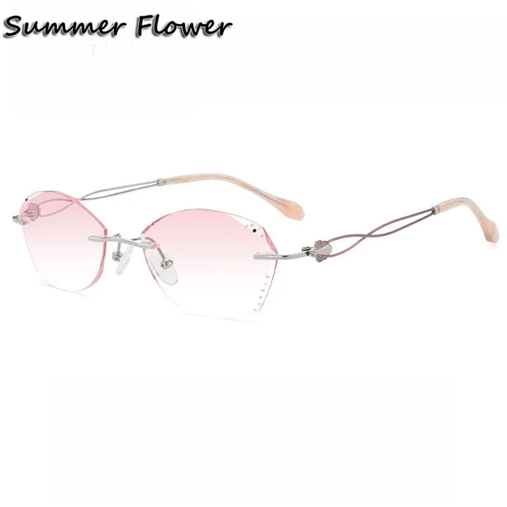 Summer Flower Women's Rimless Oval Square Titanium Eyeglasses 699038