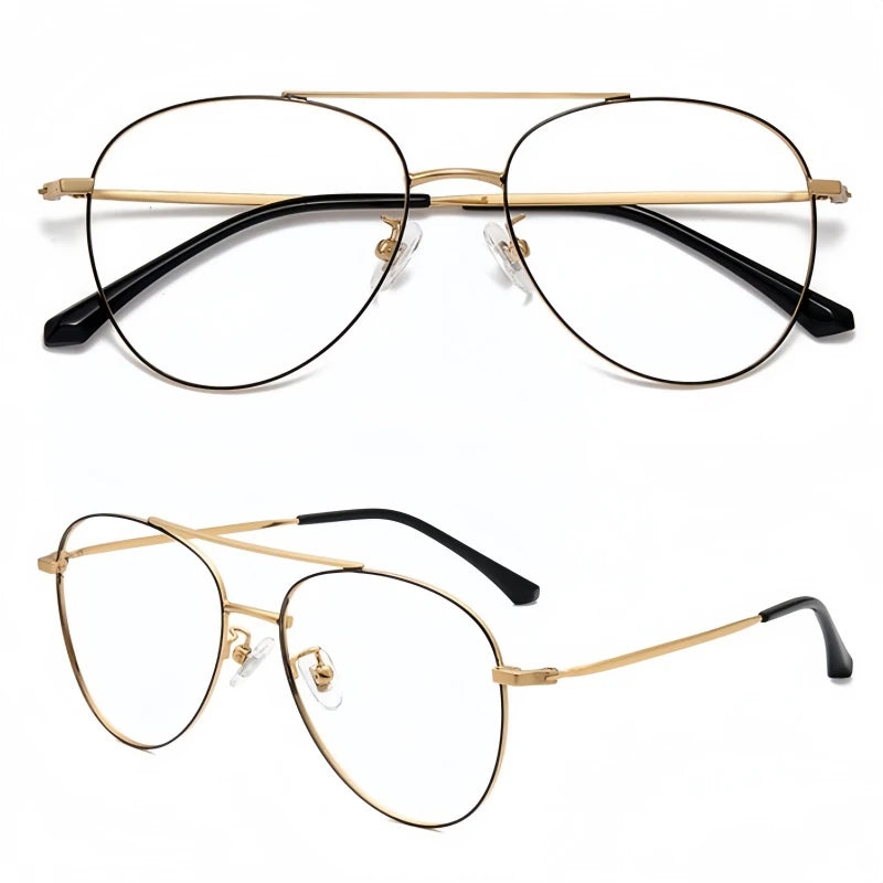 Yimaruili Unisex Full Rim Oval Double Bridge Alloy Eyeglasses 951211