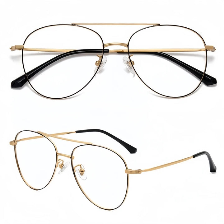 Yimaruili Unisex Full Rim Oval Double Bridge Alloy Eyeglasses 951211