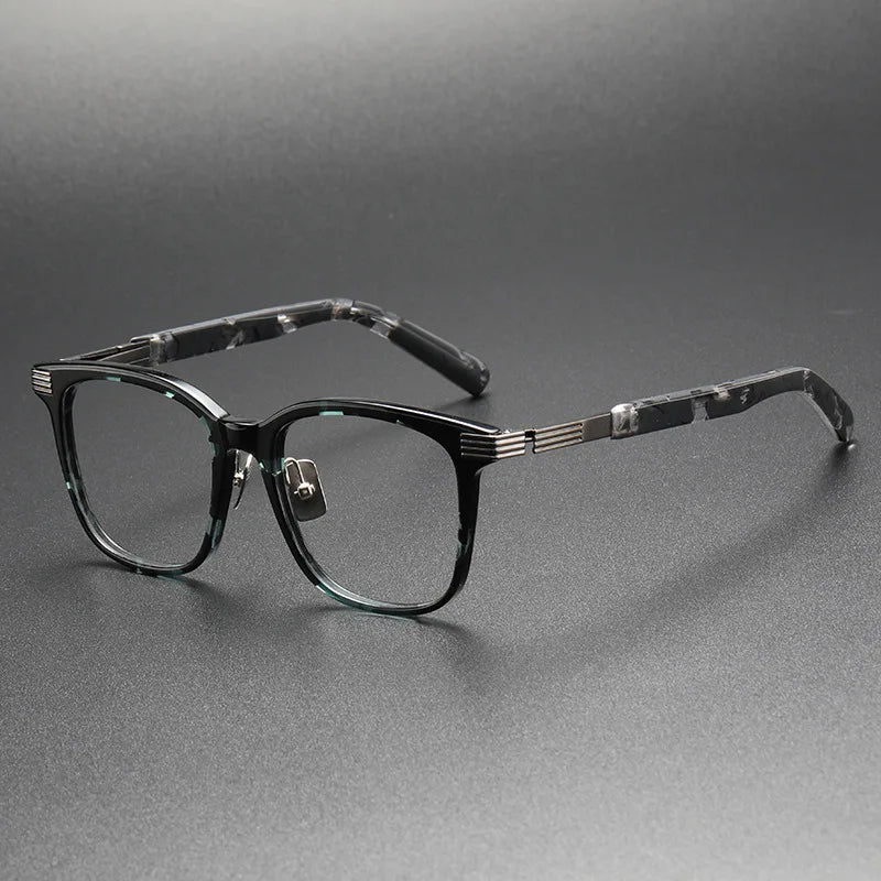 Aimee Unisex Full Rim Square Acetate Eyeglasses 12012 Full Rim Aimee Grey-Tortoise  