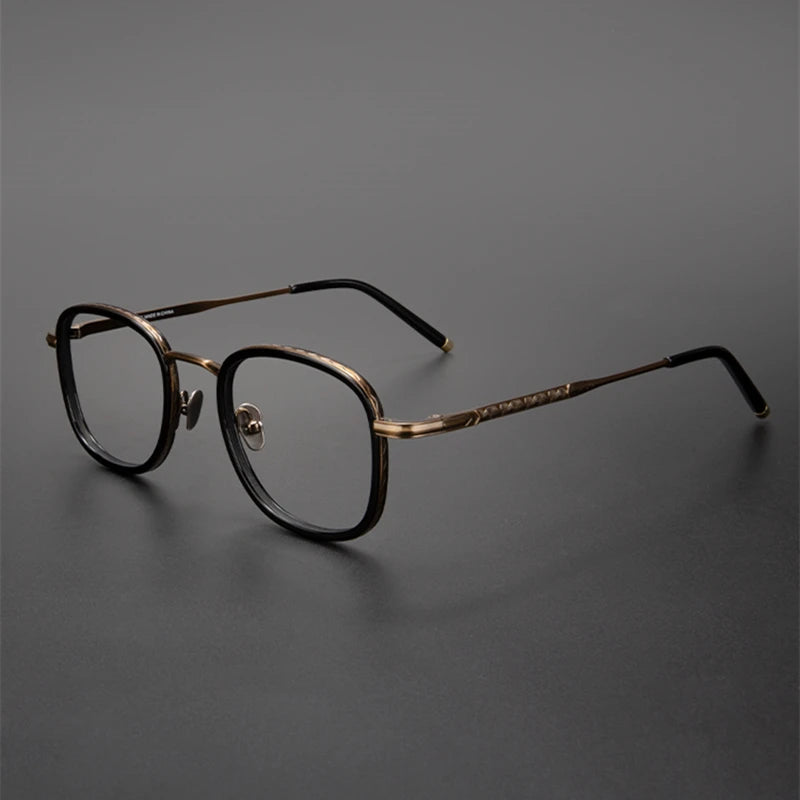 Black Mask Unisex Full Rim Square Titanium Acetate Eyeglasses 5022145 Full Rim Black Mask Black-Bronze  