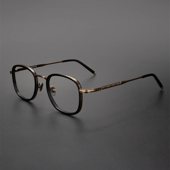 Black Mask Unisex Full Rim Square Titanium Acetate Eyeglasses 5022145 Full Rim Black Mask Black-Bronze  