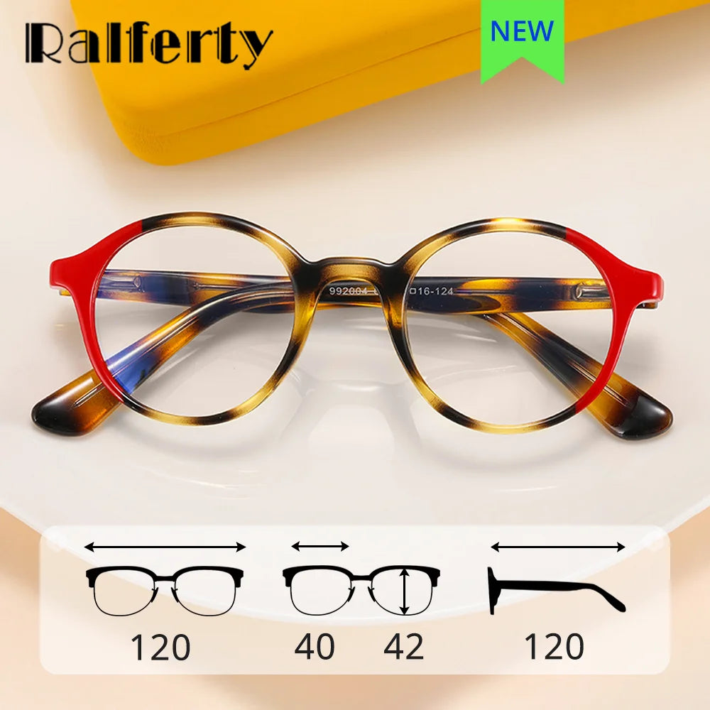 Ralferty Unisex Youth's Full Rim Round Acetate Eyeglasses R992 Full Rim Ralferty   