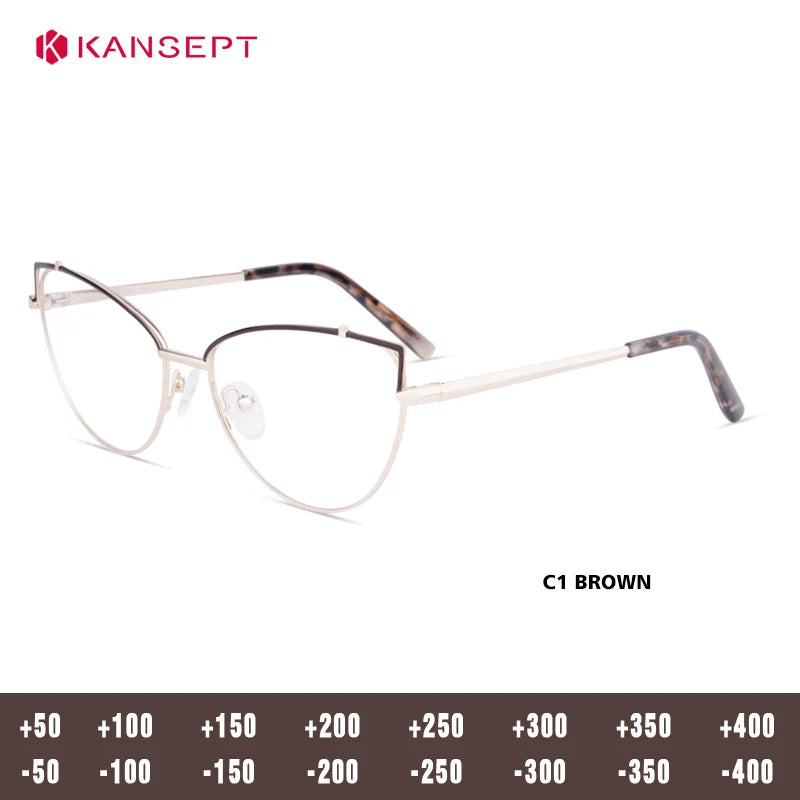Kansept Women's Full Rim Oval Cat Eye Alloy Reading Glasses 791571