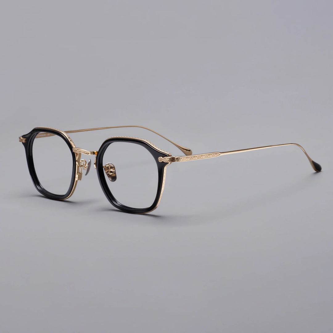 Black Mask Unisex Full Rim Square Acetate Titanium Eyeglasses 396108