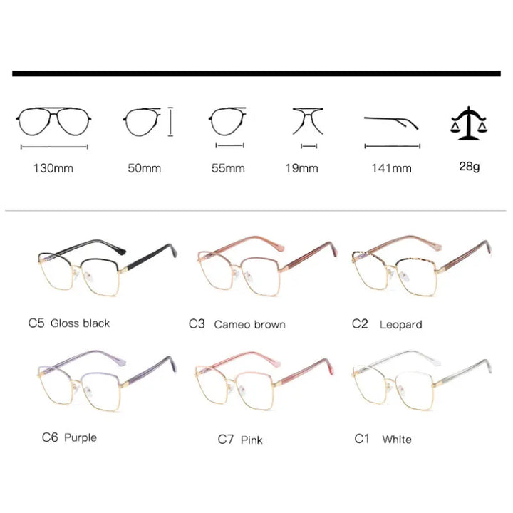 Handoer Women's Full Rim Square Cat Eye Tr 90 Alloy Eyeglasses 95720