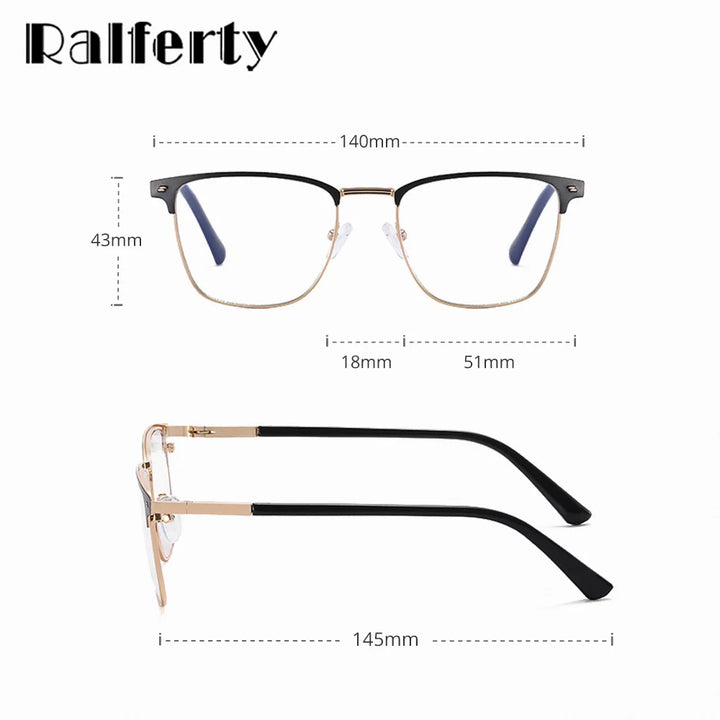 Ralferty Men's Full Rim Square Tr 90 Alloy Eyeglasses 891703