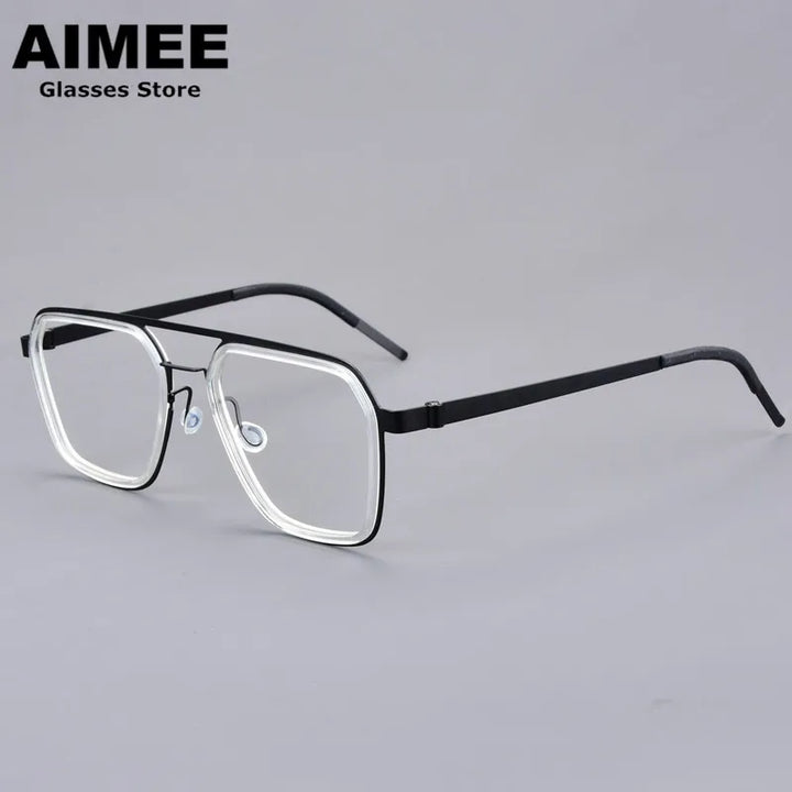 Aimee Unisex Full Rim Square Double Bridge Titanium Acetate Eyeglasses 19753