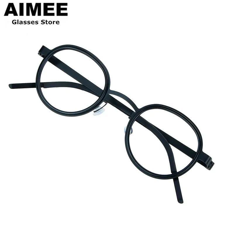 Aimee Women's Full Rim Round Screwless Titanium Acetate Eyeglasses 61011