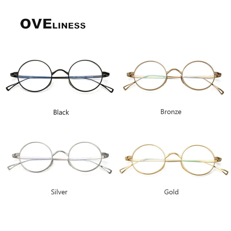 Oveliness Unisex Full Rim Round Titanium Eyeglasses R10518 Full Rim Oveliness   