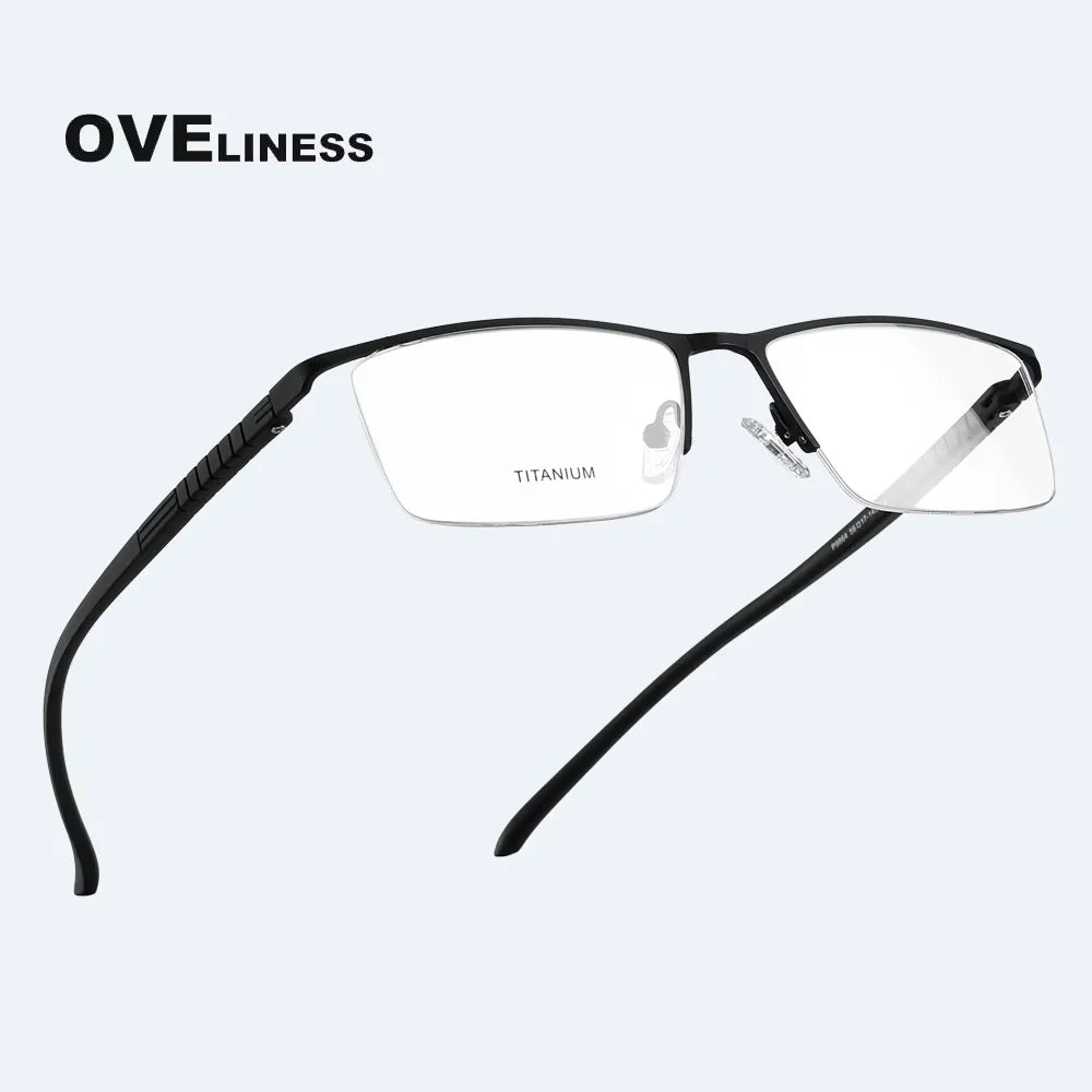 Oveliness Men's Semi Rim Brow Line Square Alloy Eyeglasses 9864 Semi Rim Oveliness   