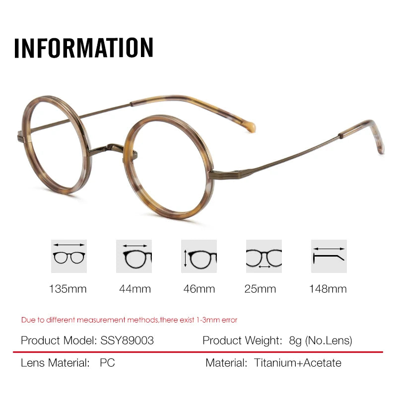 Aror Women's Full Rim Round Acetate Titanium Eyeglasses 689003