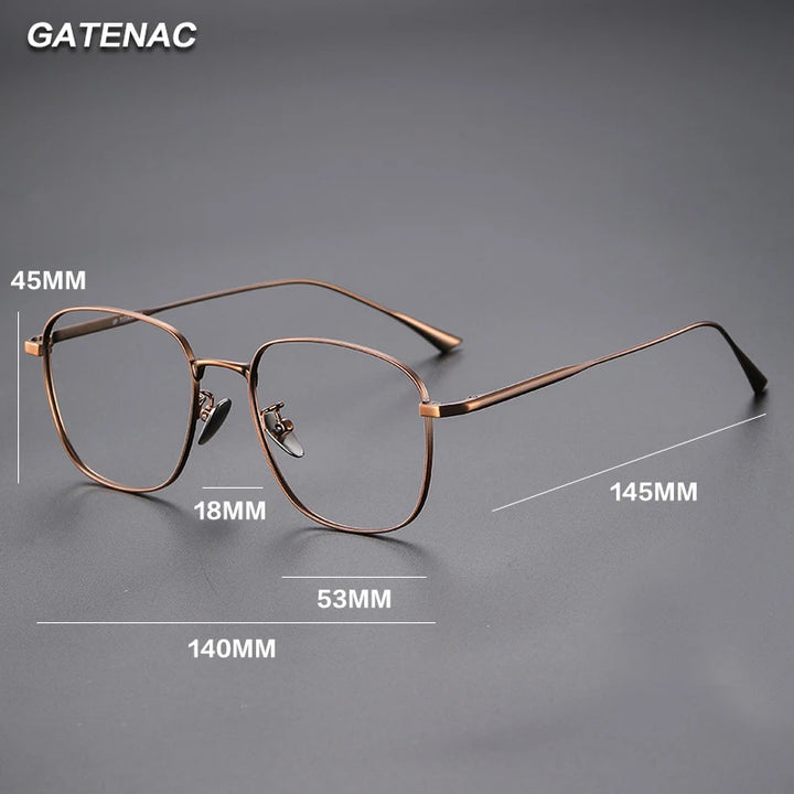 Gatenac Unisex Full Rim Polygon Titanium Photochromic Reading Glasses 531845