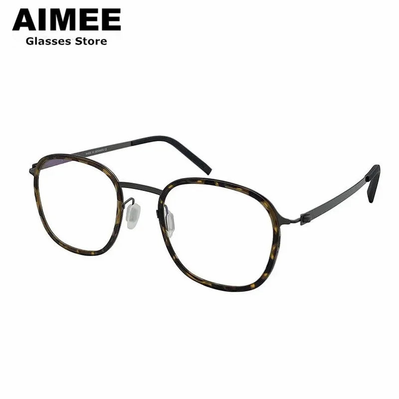 Aimee Unisex Full Rim Square Screwless Titanium Acetate Eyeglasses 9781 Full Rim Aimee   