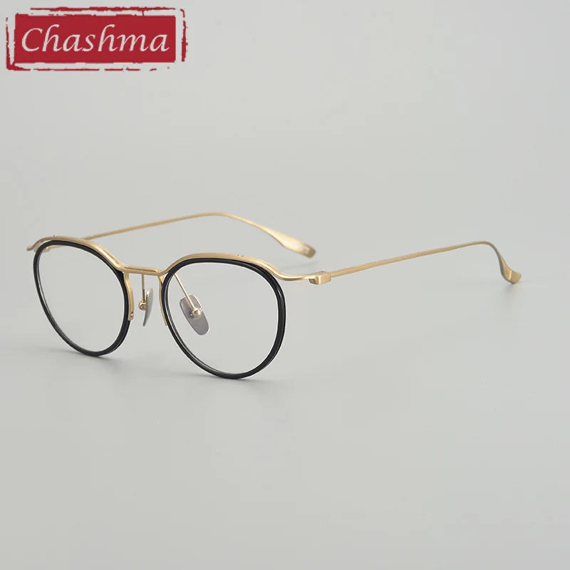 Chashma Ottica Unisex Full Rim Oval Acetate Titanium Eyeglasses 412131