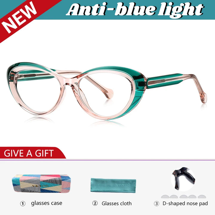Vicky Women's Full Rim Oval Cat Eye Tr 90 Titanium Reading Glasses 97100