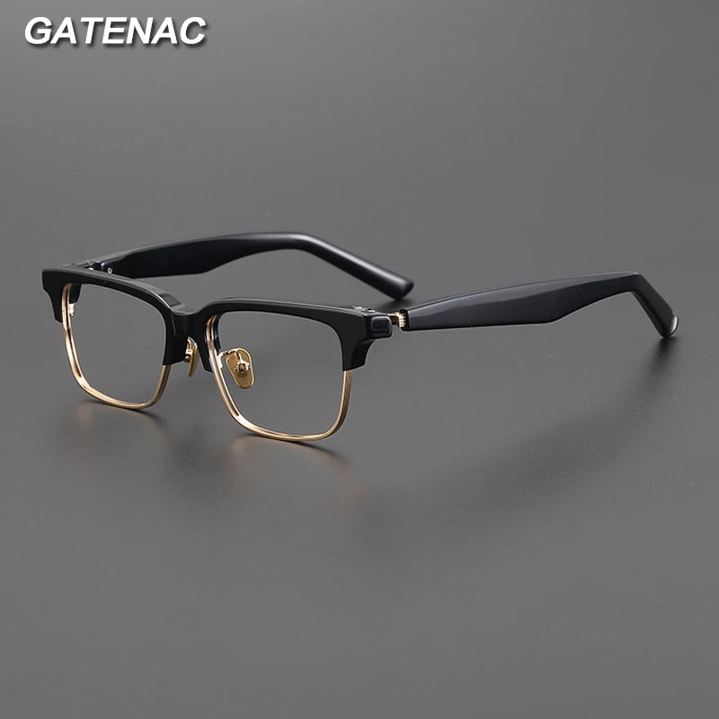 Gatenac Unisex Full Rim Square Acetate Eyeglasses Gxyj1191 Full Rim Gatenac   
