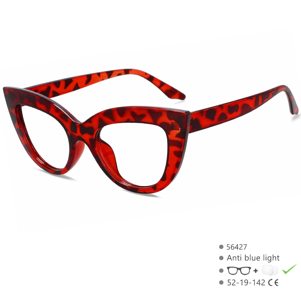 CCSpace Women's Full Rim Cat Eye PC Plastic Eyeglasses 56427 Full Rim CCspace Leopard  