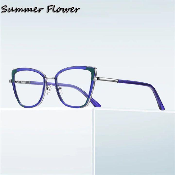 Summer Flower Women's Full Rim Cat Eye Tr 90 Alloy Eyeglasses 31337