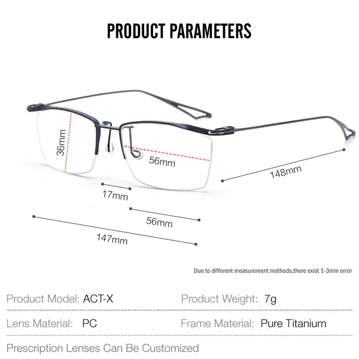 Muzz Four men's semi rim pure titanium prescription eyeglasses — view 2