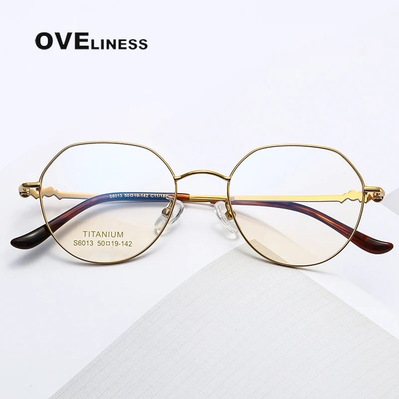 Oveliness Women's Full Rim Flat Top Oval Titanium Eyeglasses 6013 Full Rim Oveliness   