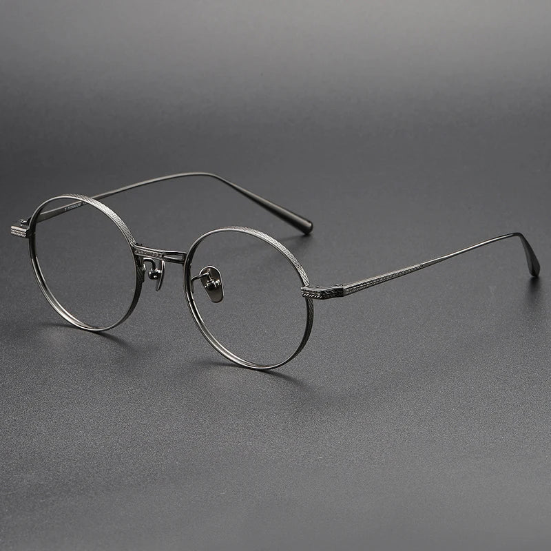 Black Mask Women's Full Rim Round Titanium Eyeglasses 77026