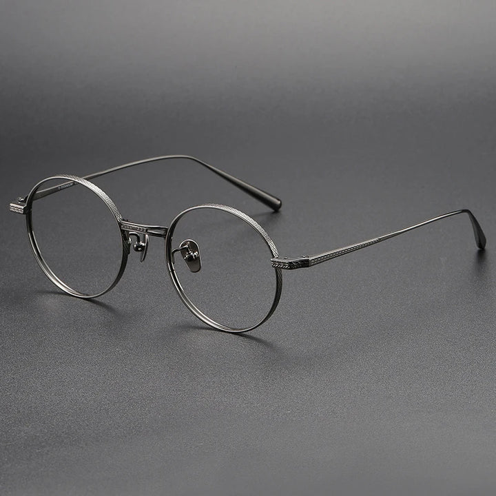 Black Mask Women's Full Rim Round Titanium Eyeglasses 77026