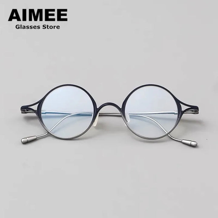 Aimee Unisex Full Rim Round Oval Titanium Eyeglasses 2353 Full Rim Aimee Blue  