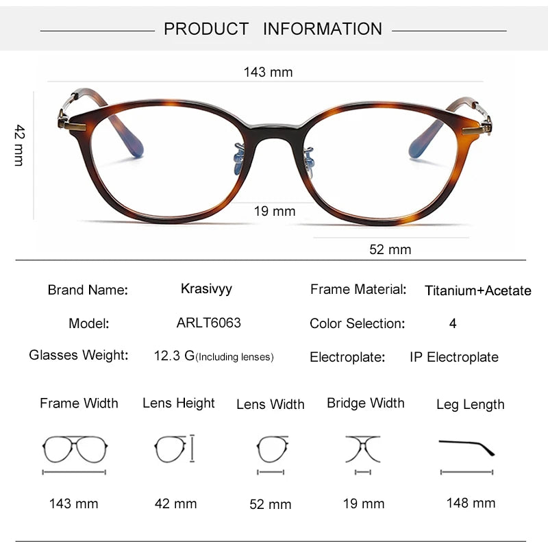 Krasivyy Unisex Full Rim Square Acetate Titanium Eyeglasses 46063