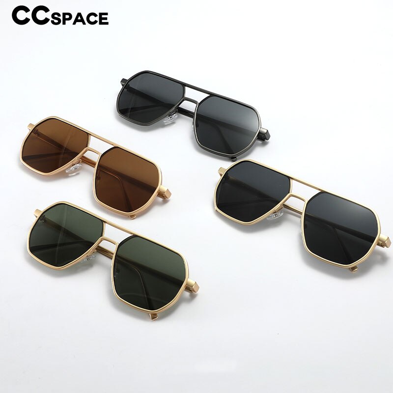 CCSpace Unisex Full Rim Polygon Square Tr 90 Alloy 56281 Sunglasses CCspace Sunglasses   