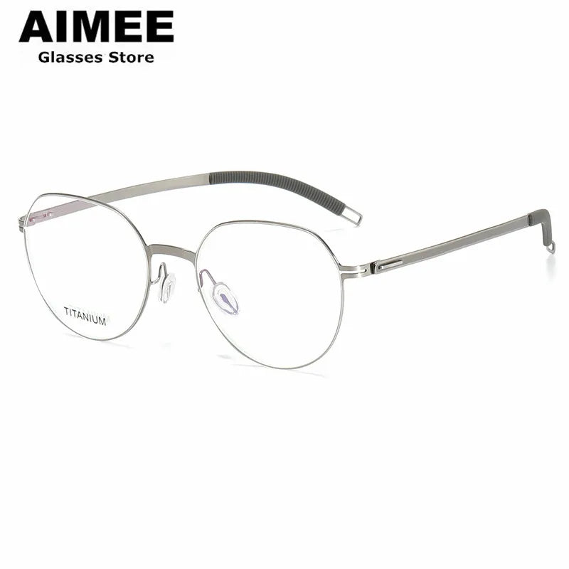 Aimee Unisex Full Rim Flat Top Round Titanium Acetate Eyeglasses 49819 Full Rim Aimee   