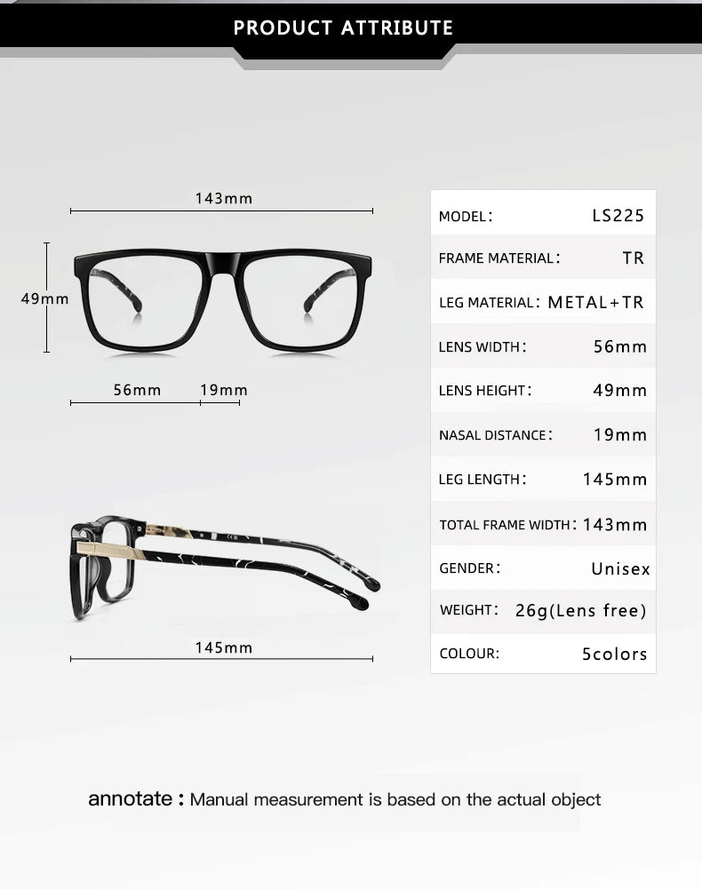 Vicky Men's Full Rim Square Brow Line Tr 90 Alloy Reading Glasses 77225