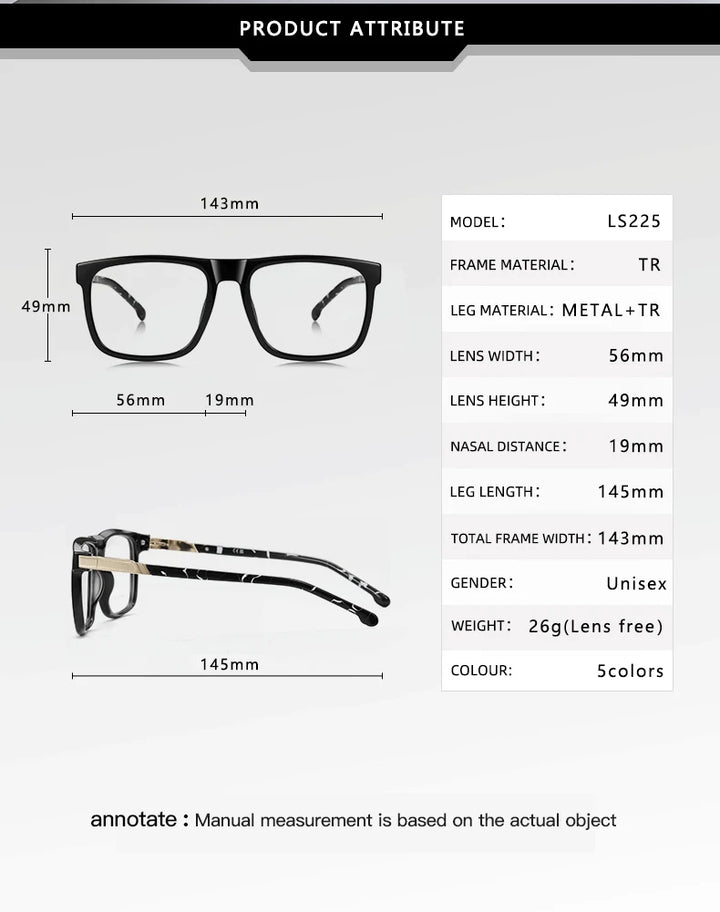 Vicky Men's Full Rim Square Brow Line Tr 90 Alloy Reading Glasses 77225