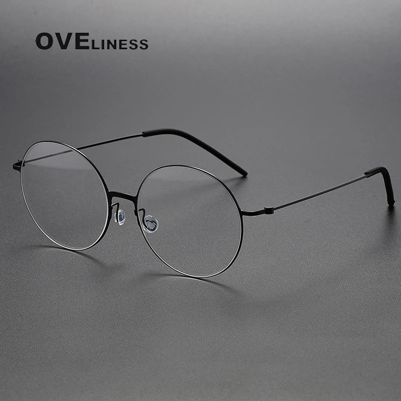 Oveliness Unisex Full Rim Round Screwless Titanium Eyeglasses 5516 Full Rim Oveliness black  